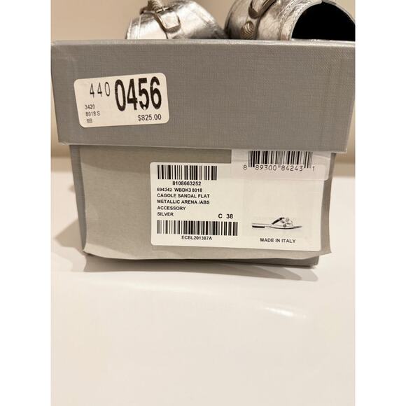 Balenciaga Cagole Embellished Metallic Textured-Leather Flat Sandal Silver EU 38 - Picture 4 of 12